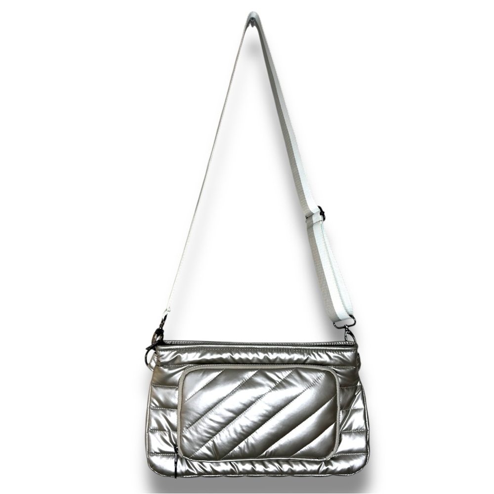 THINK ROYLN Silver Quilted Crossbody Bag - Picture 1 of 14